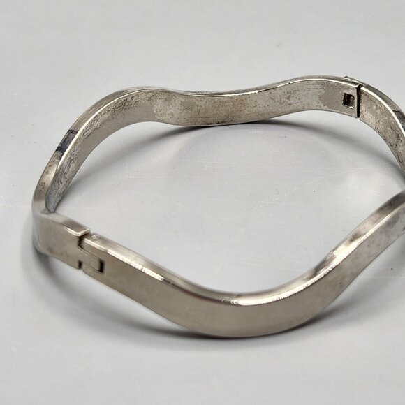 Wavy Hinged Bangle Bracelet 925 Sterling Silver Heavy 24.75g - Picture 6 of 10